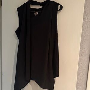 Anne Klein Black Asymmetrical Sleeveless Blouse
